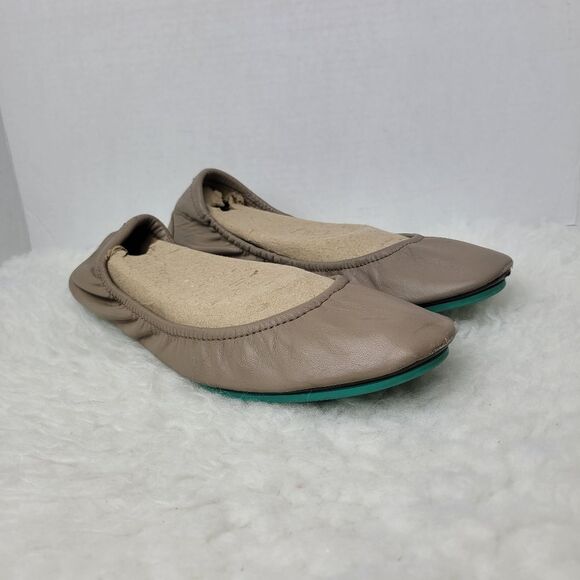 Tieks By Gavrieli Women's Shoes Size Us 8 Taupe Leather Slip On Ballet Flats - Picture 1 of 14